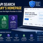 Search API homepage comparison graphic with SERP, business data, and AI-native API categories.
