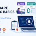 Software testing basics illustration showing manual, automated, and agentic testing workflows.