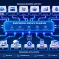 Service oriented architecture connecting enterprise services through an ESB platform seamlessly